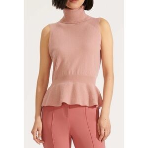 VERONICA BEARD Cashmere Noor Pink Turtleneck Sleeveless Sweater